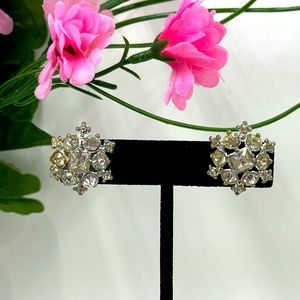 Crystal Cluster Art Deco Dome Style Vintage Screw Back Earrings